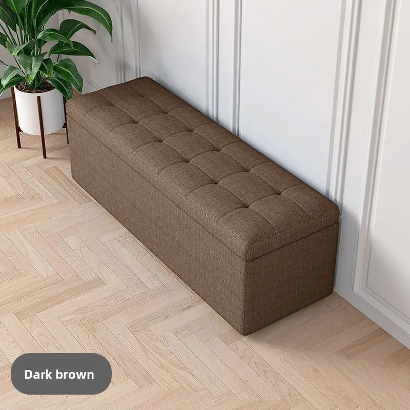 Modern Fabric Storage Ottoman Bench with Lid Upholstered Seat Footstool for Bedroom Hallway Window End of Bed Furniture