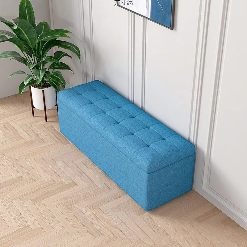 Modern Fabric Storage Ottoman Bench with Lid Upholstered Seat Footstool for Bedroom Hallway Window End of Bed Furniture