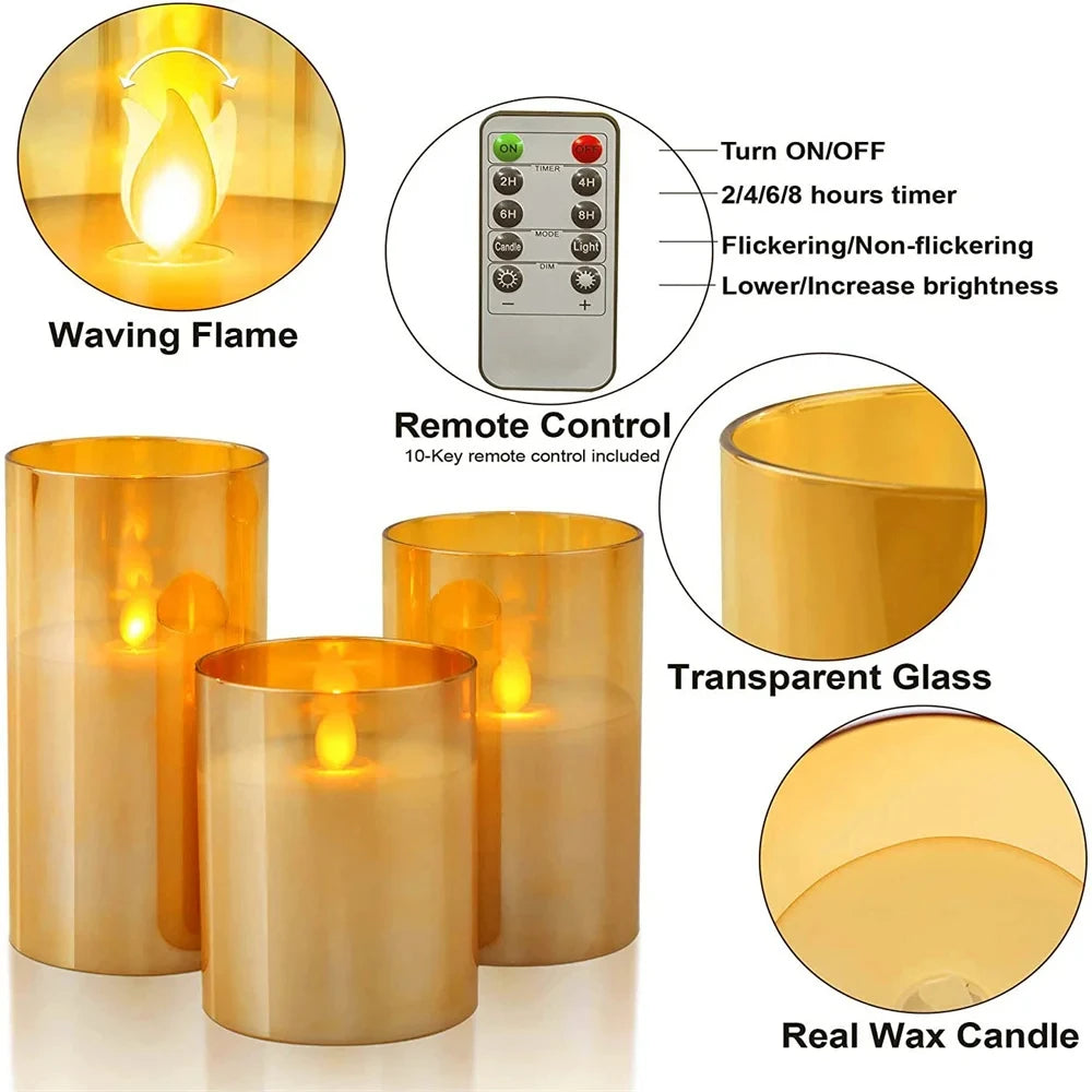 LED Lights for Home Electronic Candle LED Candle Decoration Glass Candle Full Set Remote Control Timer for Christmas Wedding