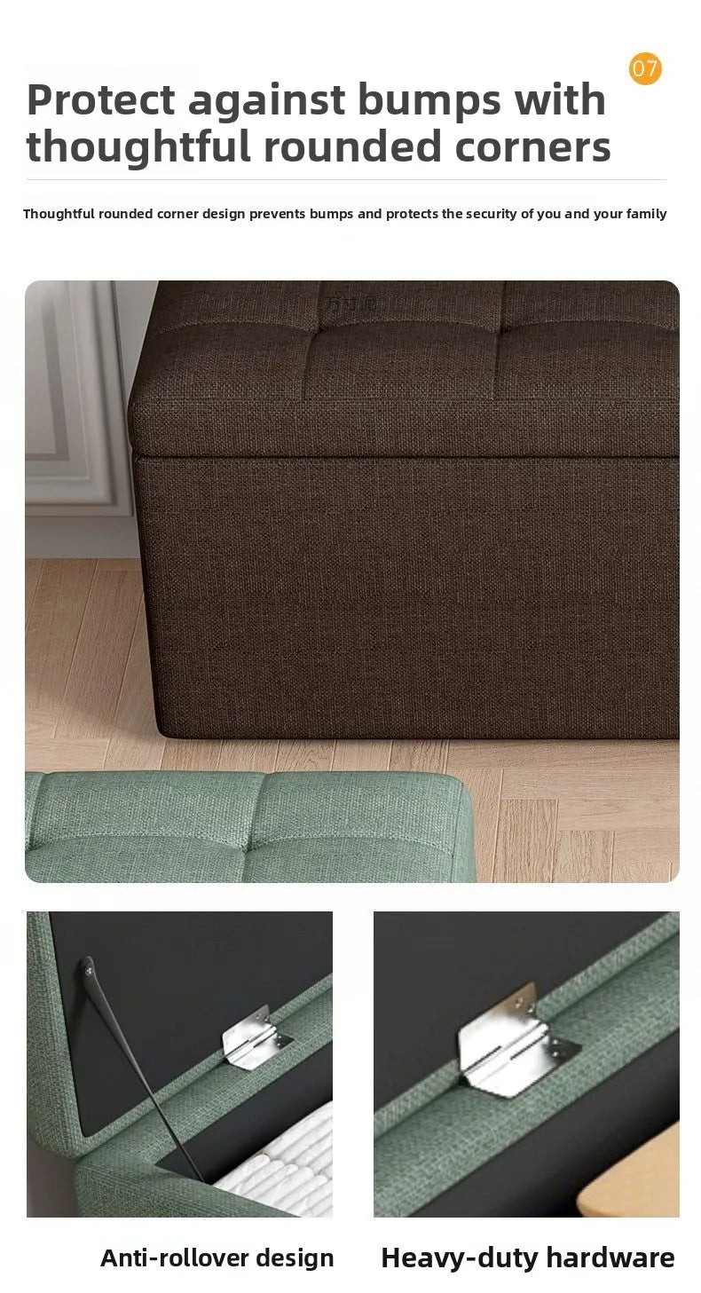 Modern Fabric Storage Ottoman Bench with Lid Upholstered Seat Footstool for Bedroom Hallway Window End of Bed Furniture