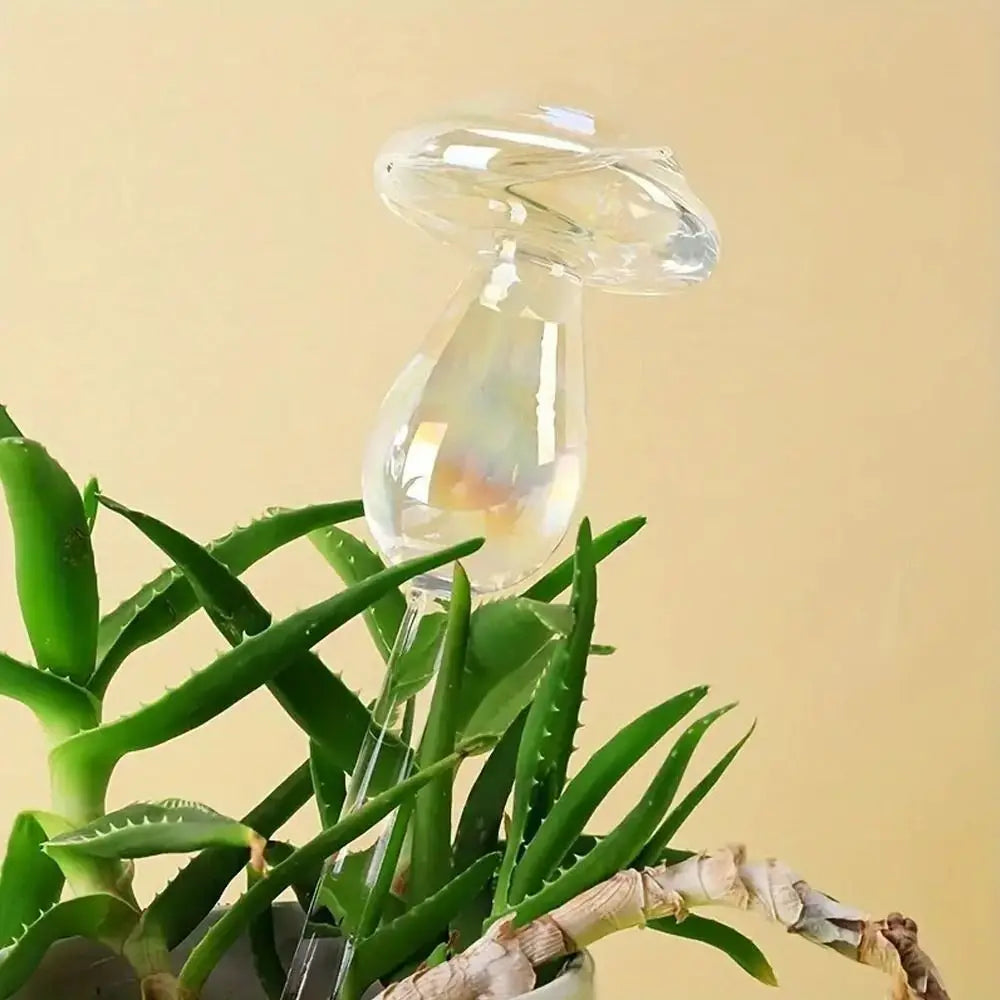 Glass Plant Watering Glass Globes Mushroom Shape Self Watering Drip Irrigation System Rainbow