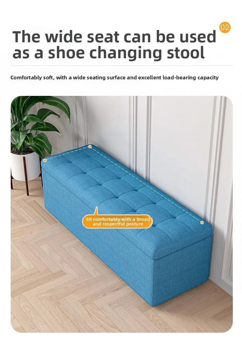 Modern Fabric Storage Ottoman Bench with Lid Upholstered Seat Footstool for Bedroom Hallway Window End of Bed Furniture