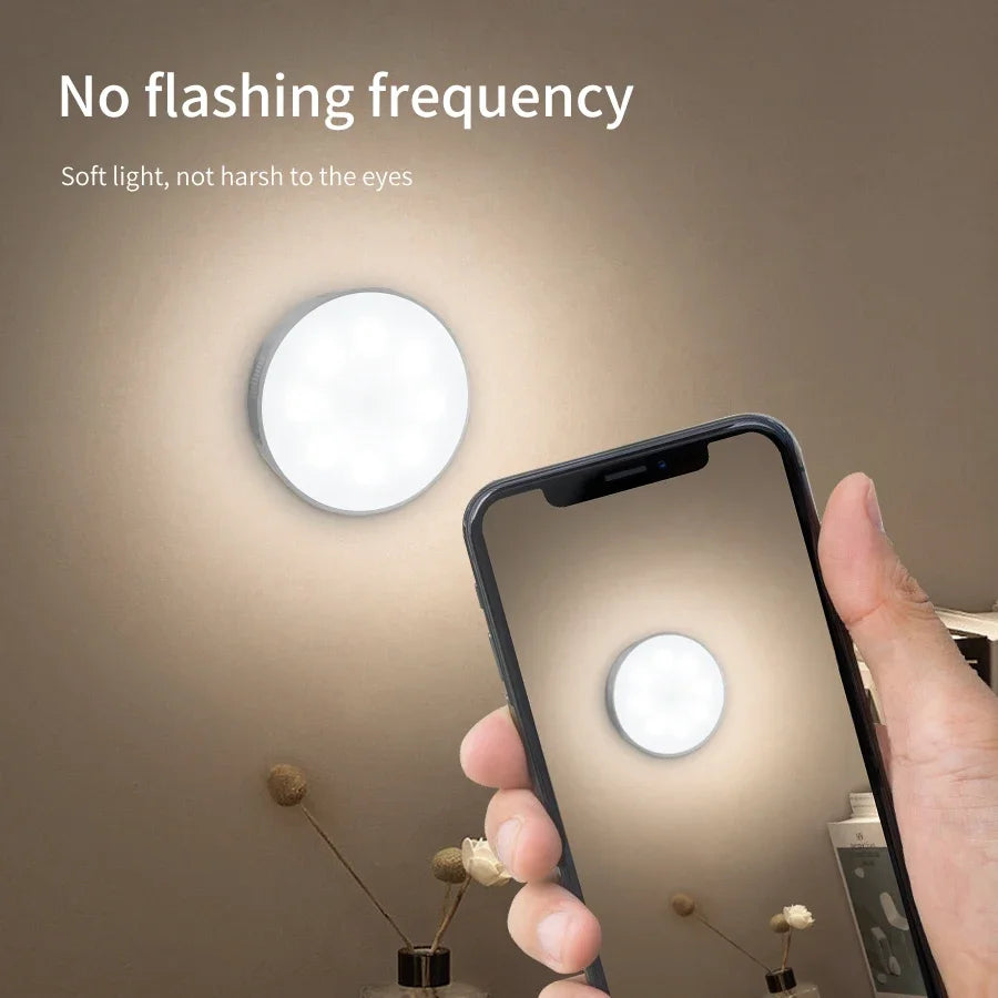 LED Night Light With Switch Smart Motion Sensor Magnetic Wireless Wall Lamp For Bed USB Rechargeable Warm White RGB Night Lamp