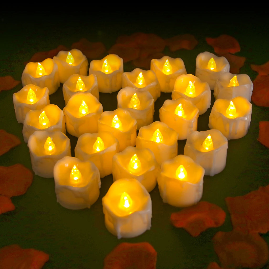 LED Tea Lights Candles Realistic Flickering Battery Operated Tealights Long Lasting Electric Candles for Christmas Wedding Decor