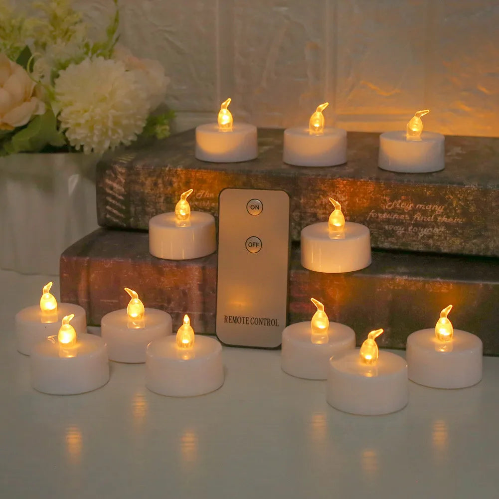 LED Tea Lights Candles Realistic Flickering Battery Operated Tealights Long Lasting Electric Candles for Christmas Wedding Decor