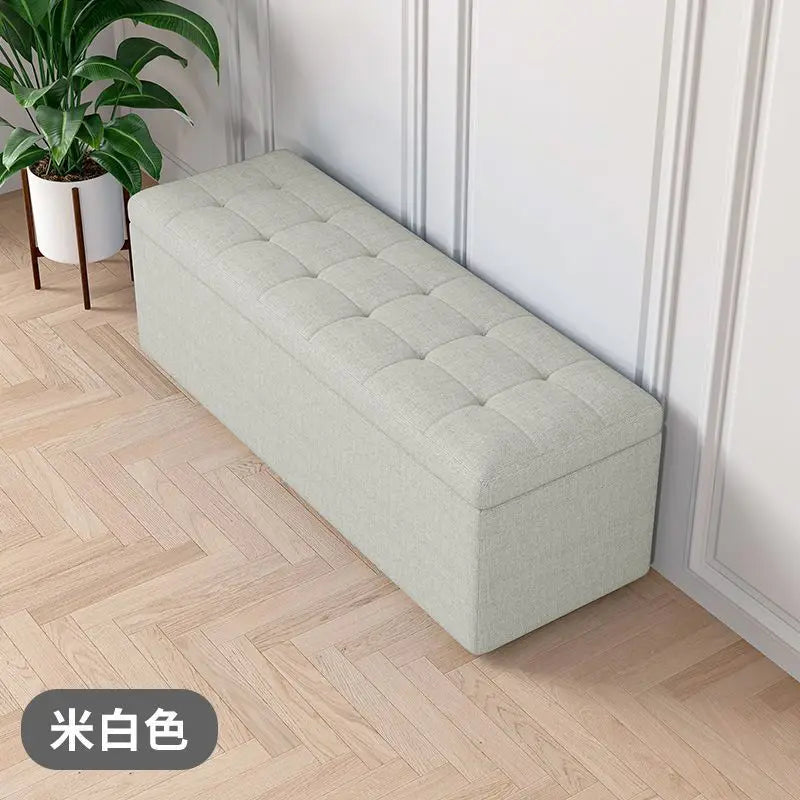 Modern Fabric Storage Ottoman Bench with Lid Upholstered Seat Footstool for Bedroom Hallway Window End of Bed Furniture