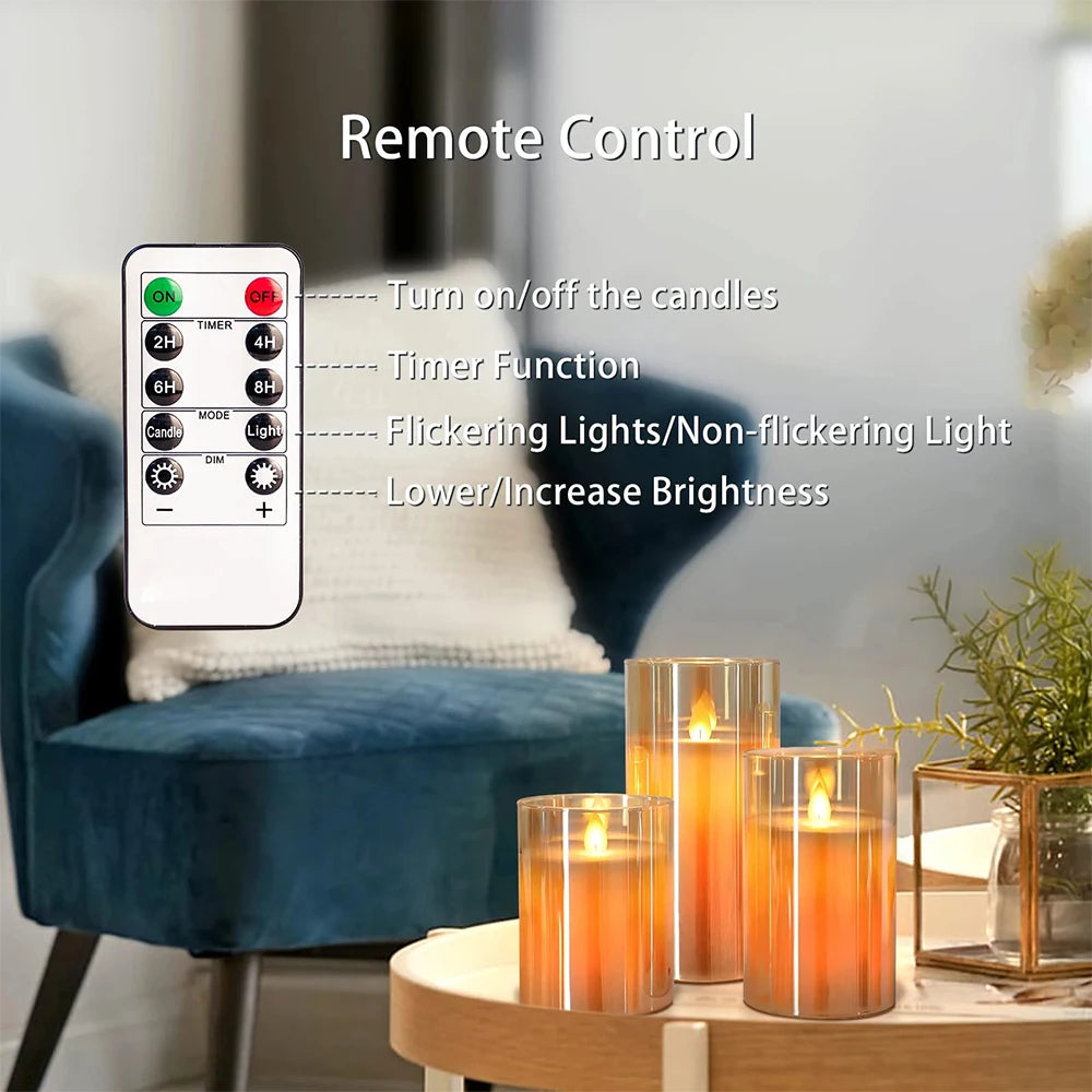 LED Lights for Home Electronic Candle LED Candle Decoration Glass Candle Full Set Remote Control Timer for Christmas Wedding