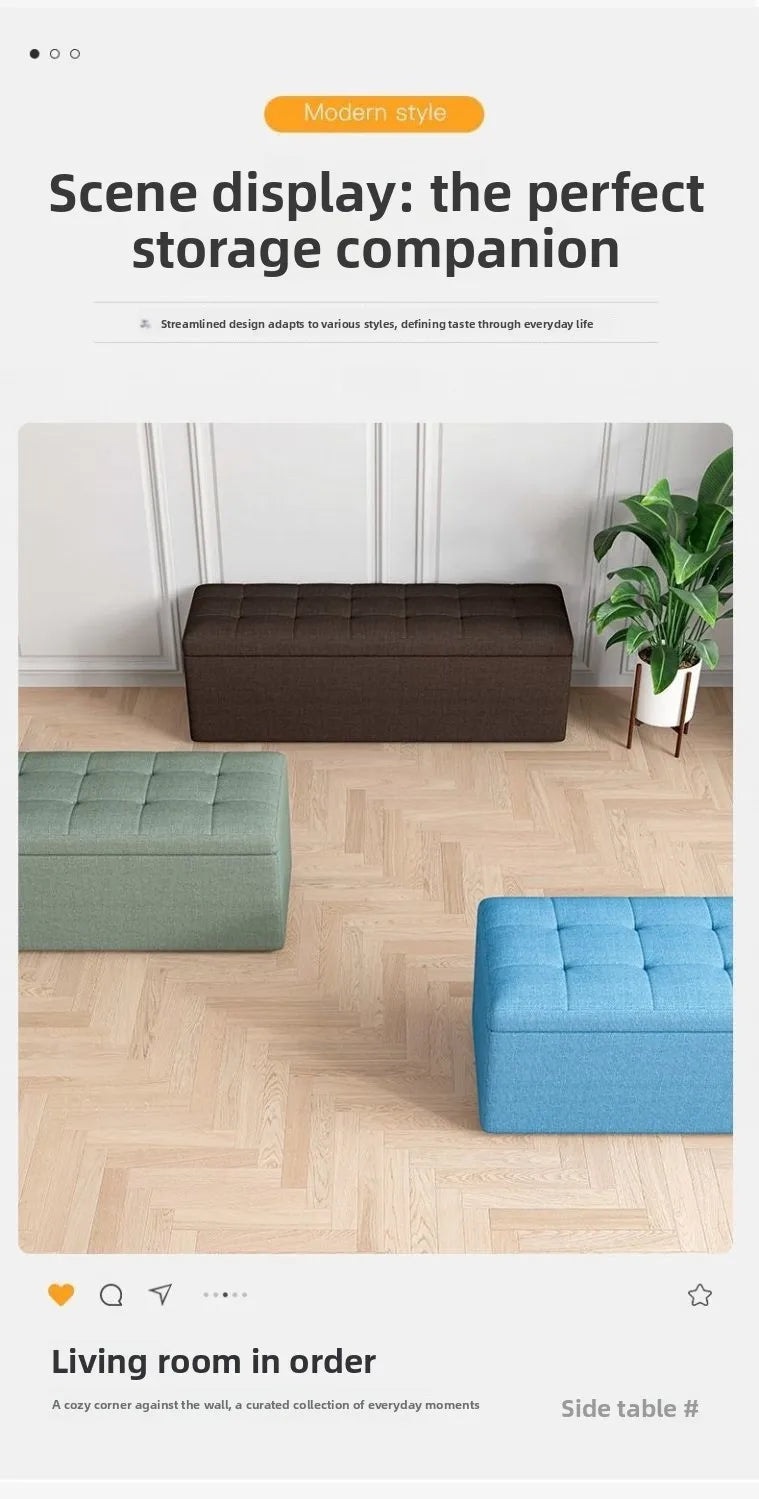 Modern Fabric Storage Ottoman Bench with Lid Upholstered Seat Footstool for Bedroom Hallway Window End of Bed Furniture