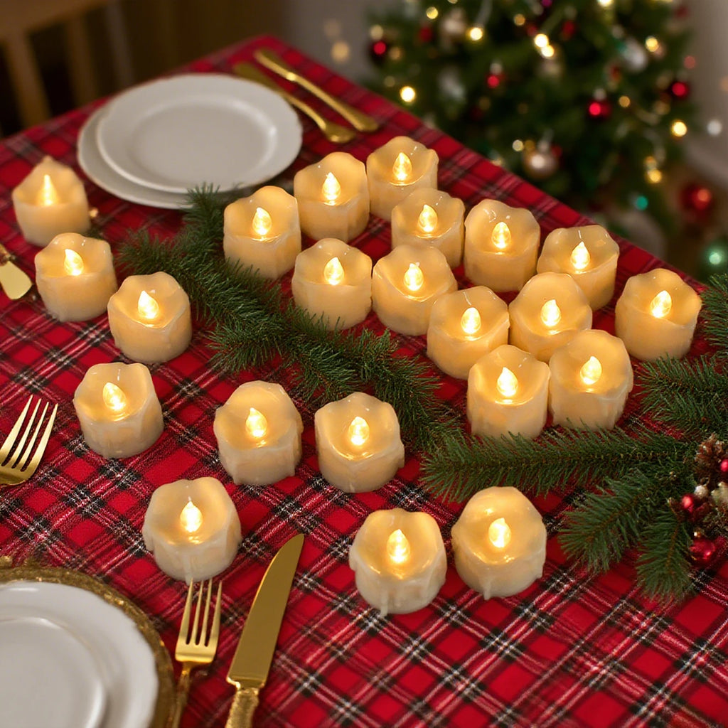 LED Tea Lights Candles Realistic Flickering Battery Operated Tealights Long Lasting Electric Candles for Christmas Wedding Decor