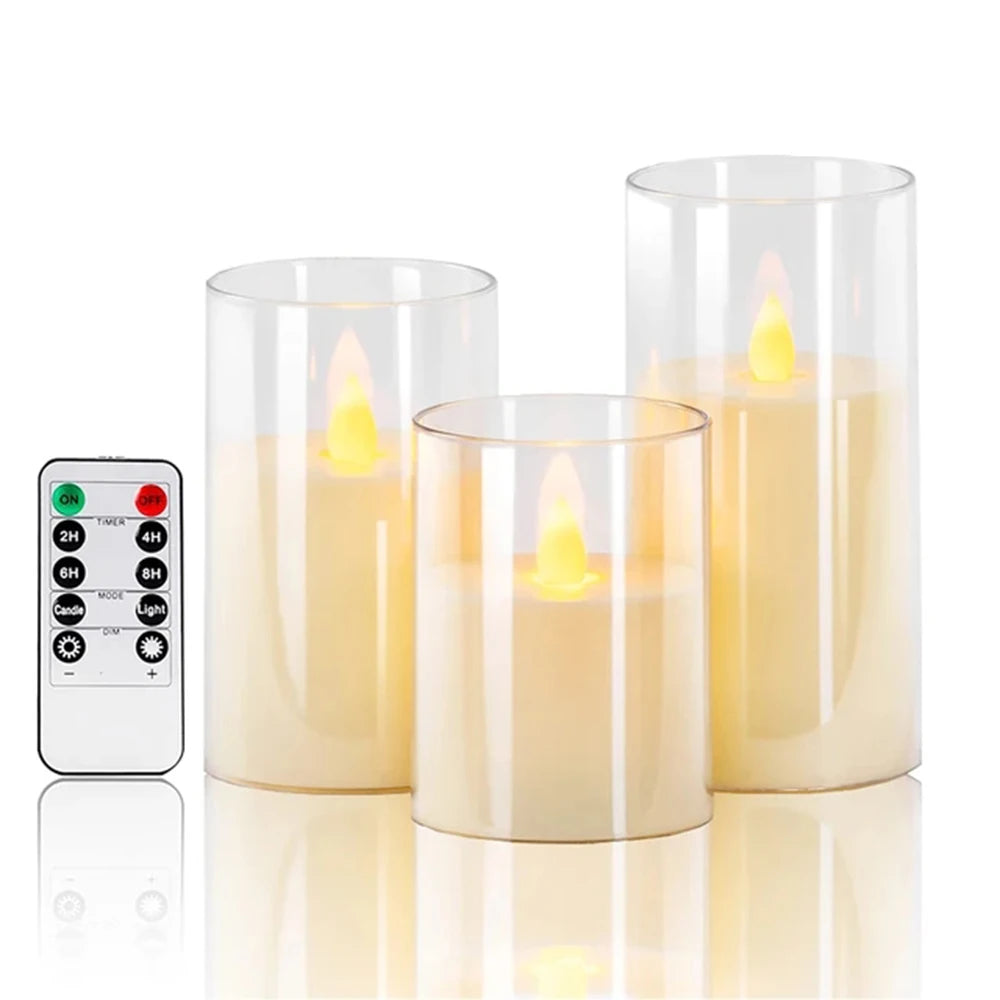 LED Lights for Home Electronic Candle LED Candle Decoration Glass Candle Full Set Remote Control Timer for Christmas Wedding