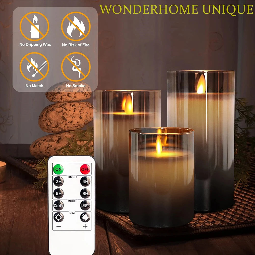 LED Lights for Home Electronic Candle LED Candle Decoration Glass Candle Full Set Remote Control Timer for Christmas Wedding