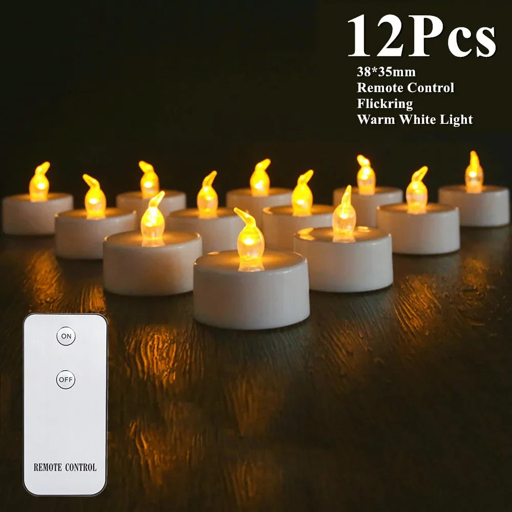 LED Tea Lights Candles Realistic Flickering Battery Operated Tealights Long Lasting Electric Candles for Christmas Wedding Decor