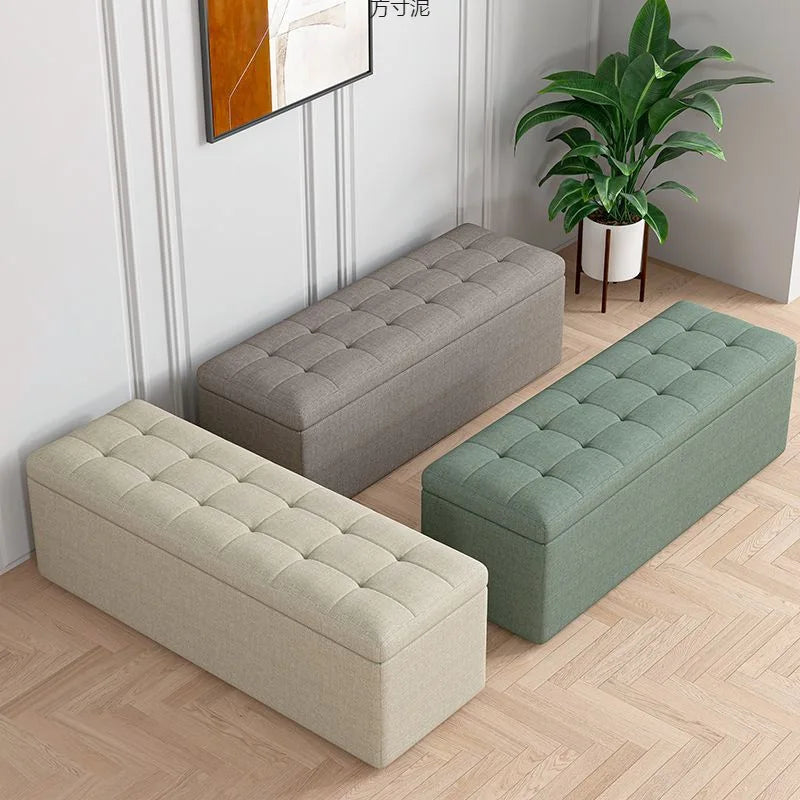 Modern Fabric Storage Ottoman Bench with Lid Upholstered Seat Footstool for Bedroom Hallway Window End of Bed Furniture