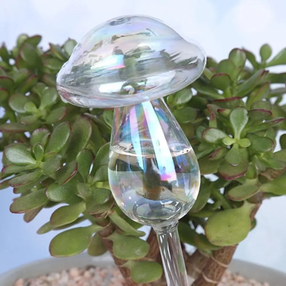 Glass Plant Watering Glass Globes Mushroom Shape Self Watering Drip Irrigation System Rainbow