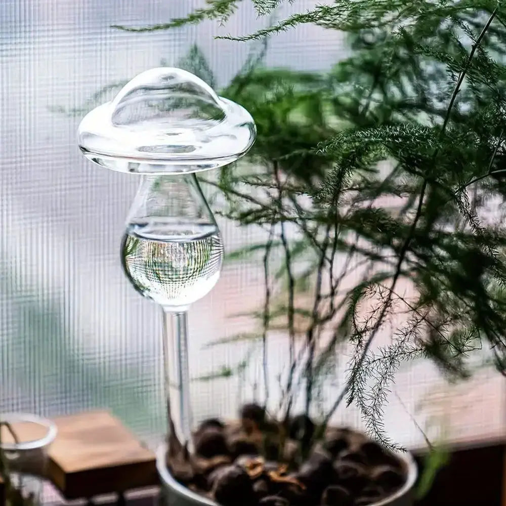 Glass Plant Watering Glass Globes Mushroom Shape Self Watering Drip Irrigation System Rainbow