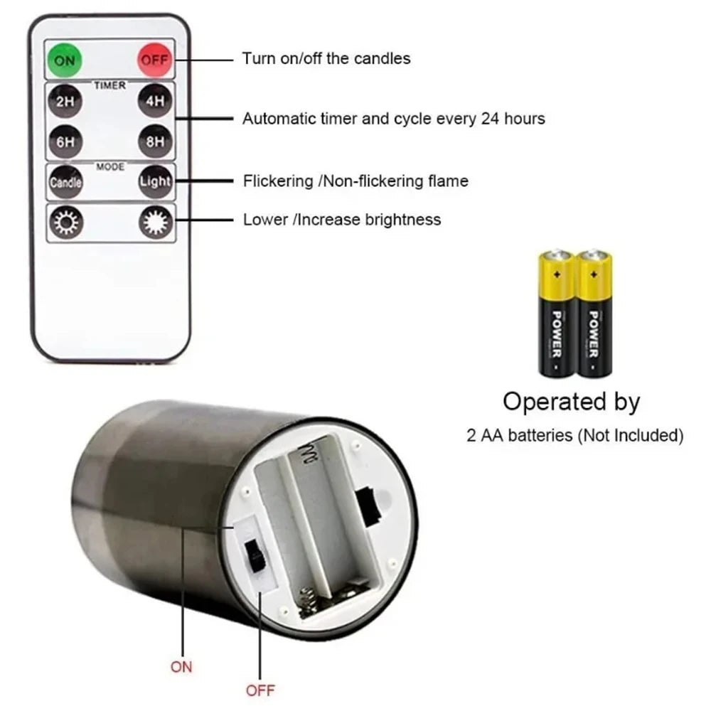 LED Lights for Home Electronic Candle LED Candle Decoration Glass Candle Full Set Remote Control Timer for Christmas Wedding