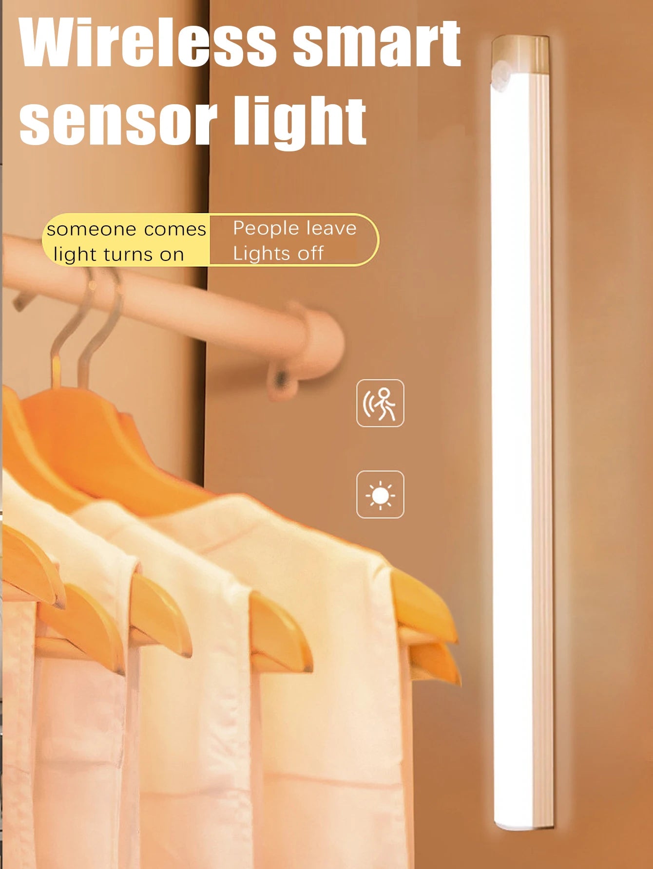 Night Lights Wireless LED Motion Sensor Lamp USB Rechargeable Magnetic for Wardrobe Room Staircase Closet Kitchen Cabinet Lamp