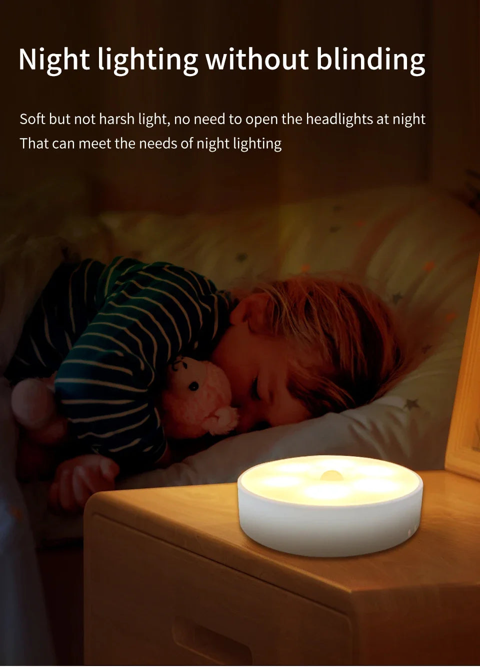 LED Night Light With Switch Smart Motion Sensor Magnetic Wireless Wall Lamp For Bed USB Rechargeable Warm White RGB Night Lamp