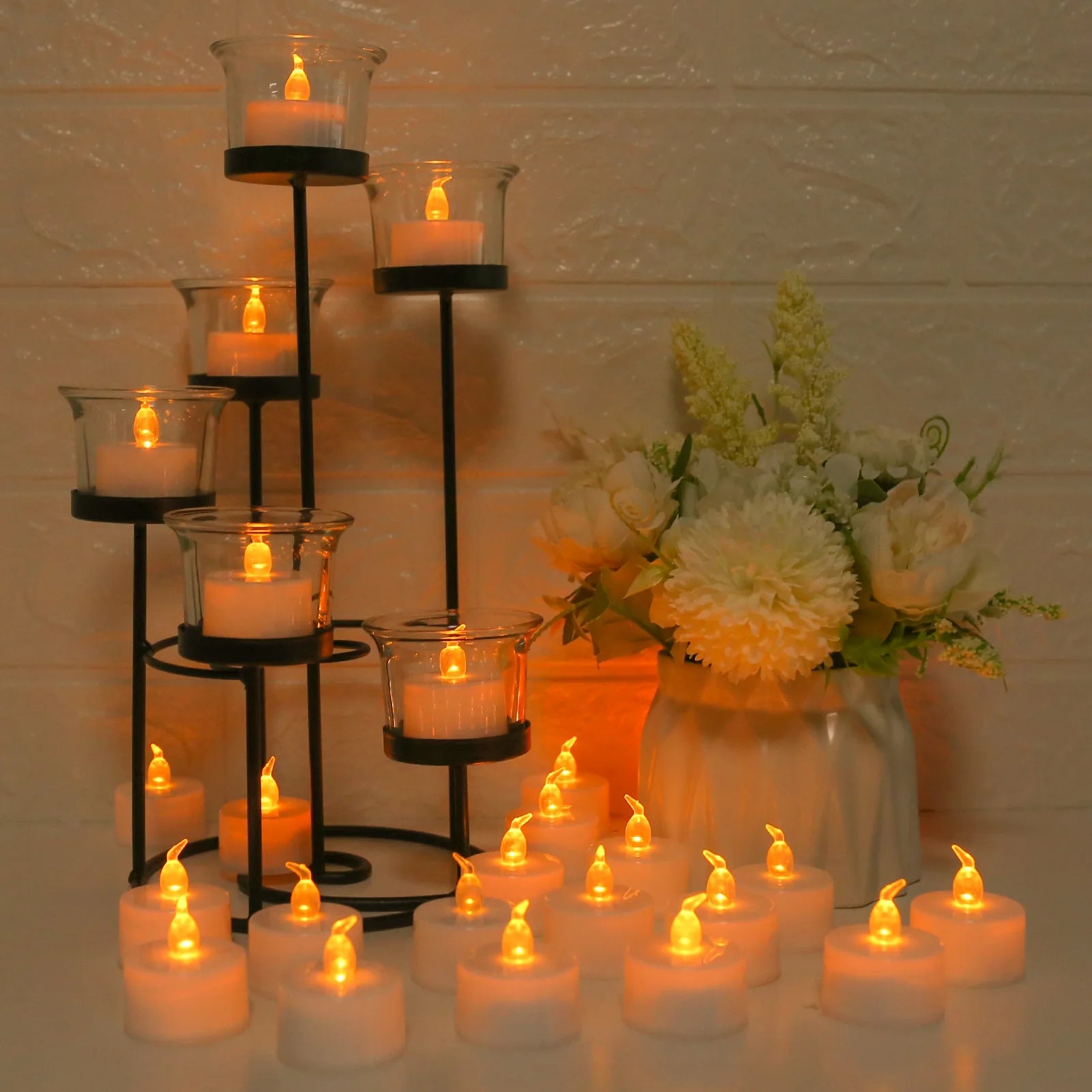 LED Tea Lights Candles Realistic Flickering Battery Operated Tealights Long Lasting Electric Candles for Christmas Wedding Decor
