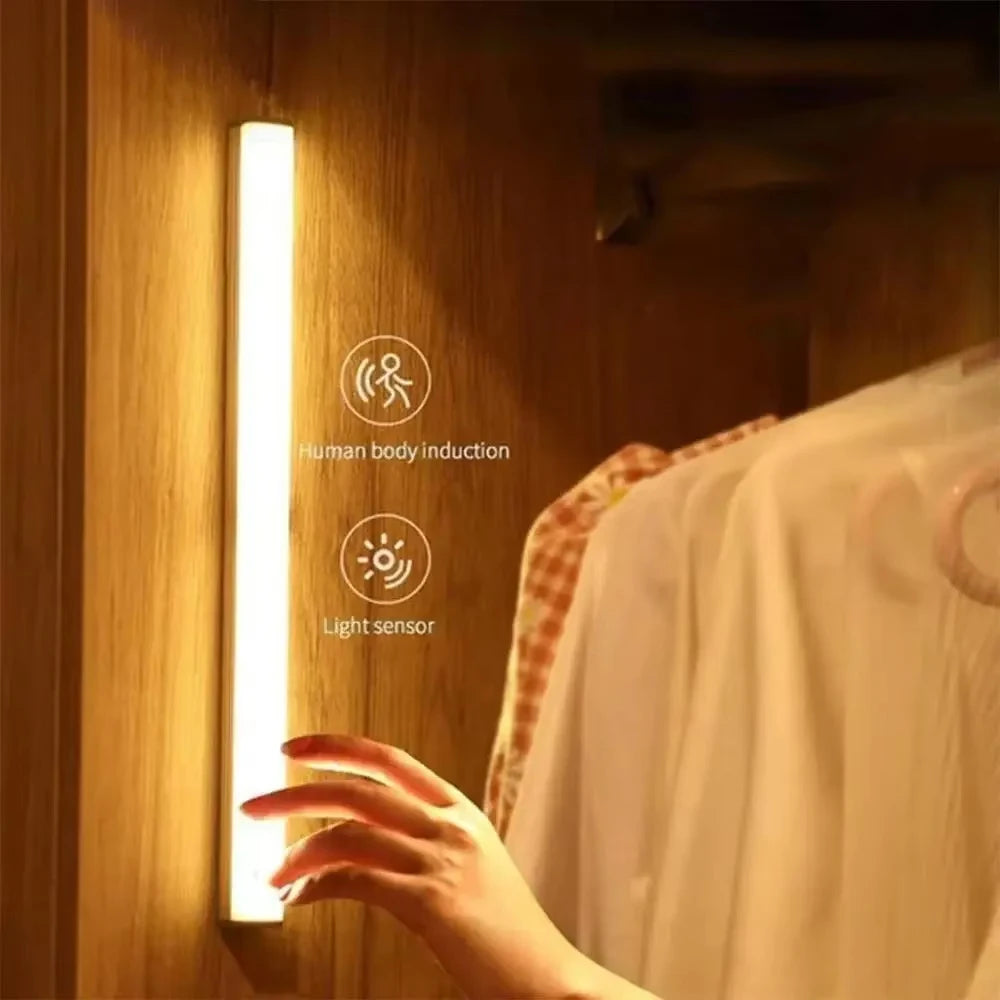 Night Lights Wireless LED Motion Sensor Lamp USB Rechargeable Magnetic for Wardrobe Room Staircase Closet Kitchen Cabinet Lamp