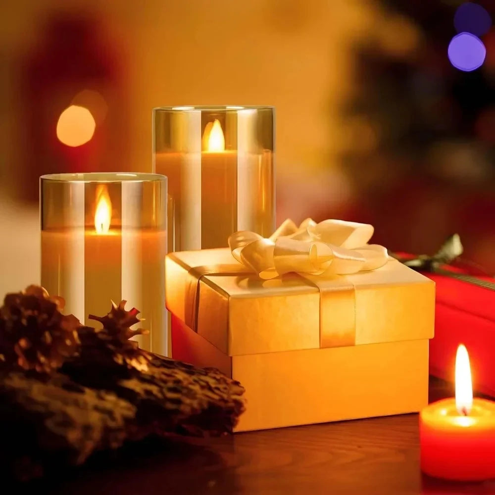 LED Lights for Home Electronic Candle LED Candle Decoration Glass Candle Full Set Remote Control Timer for Christmas Wedding