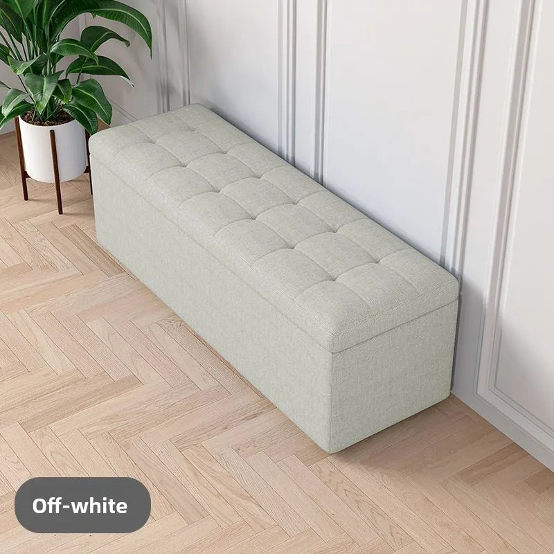 Modern Fabric Storage Ottoman Bench with Lid Upholstered Seat Footstool for Bedroom Hallway Window End of Bed Furniture
