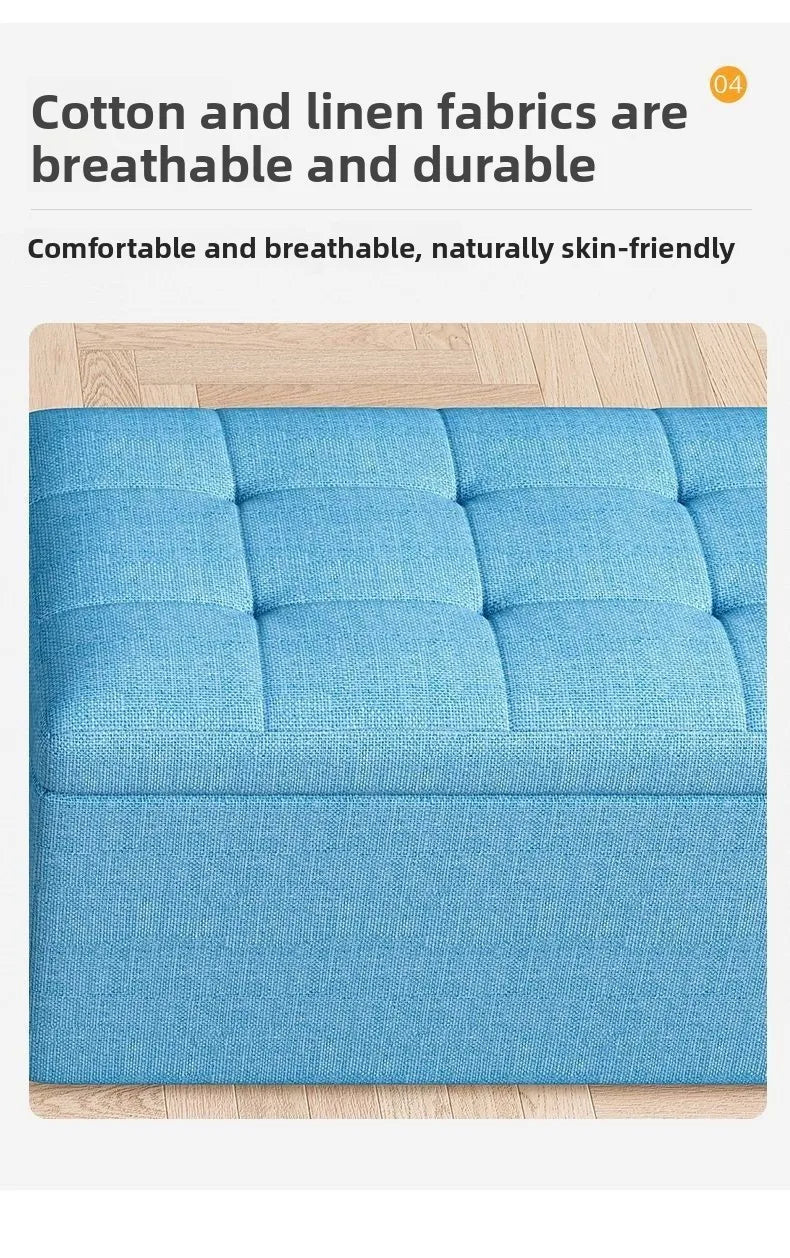 Modern Fabric Storage Ottoman Bench with Lid Upholstered Seat Footstool for Bedroom Hallway Window End of Bed Furniture