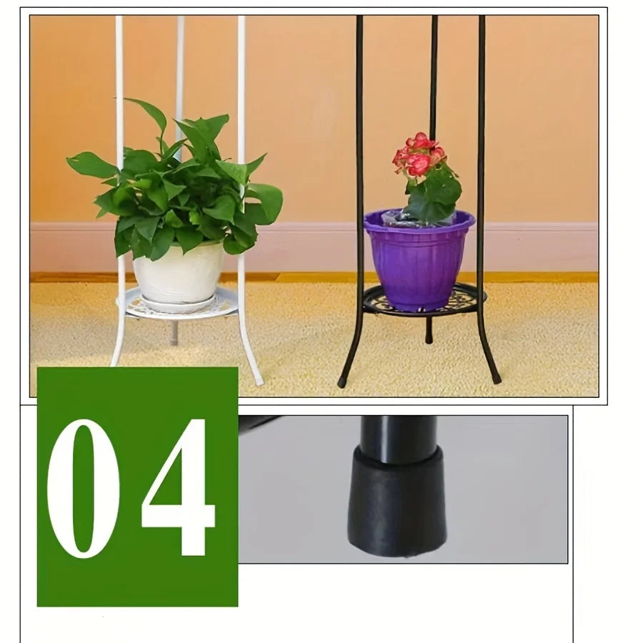 1 Pack, 2-Tiered Tall Plant Stand Metal Plant ShelfSupports Rack For Indoor Outdoor Home Decoration