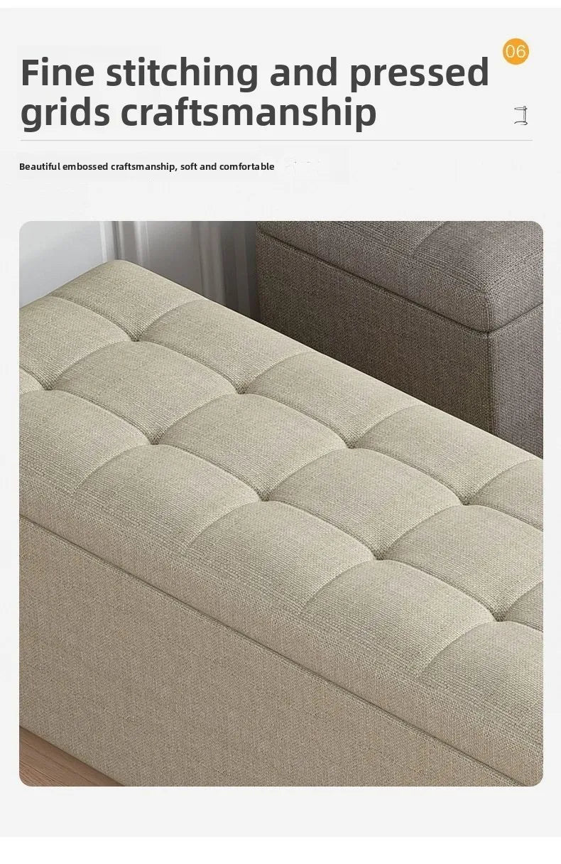 Modern Fabric Storage Ottoman Bench with Lid Upholstered Seat Footstool for Bedroom Hallway Window End of Bed Furniture