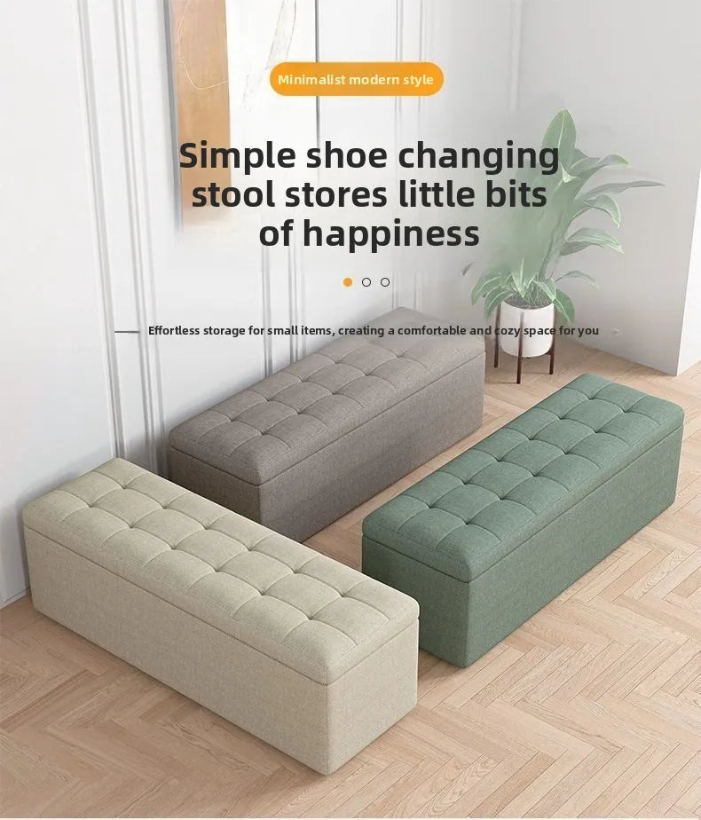 Modern Fabric Storage Ottoman Bench with Lid Upholstered Seat Footstool for Bedroom Hallway Window End of Bed Furniture