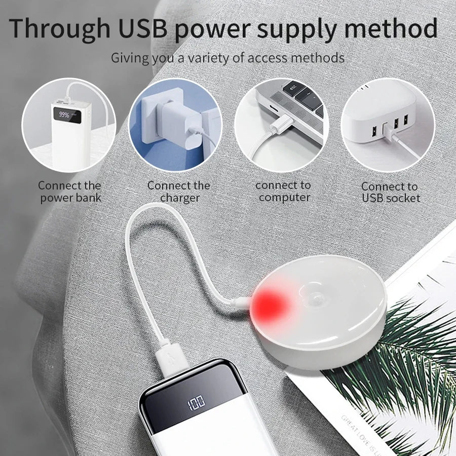 LED Night Light With Switch Smart Motion Sensor Magnetic Wireless Wall Lamp For Bed USB Rechargeable Warm White RGB Night Lamp
