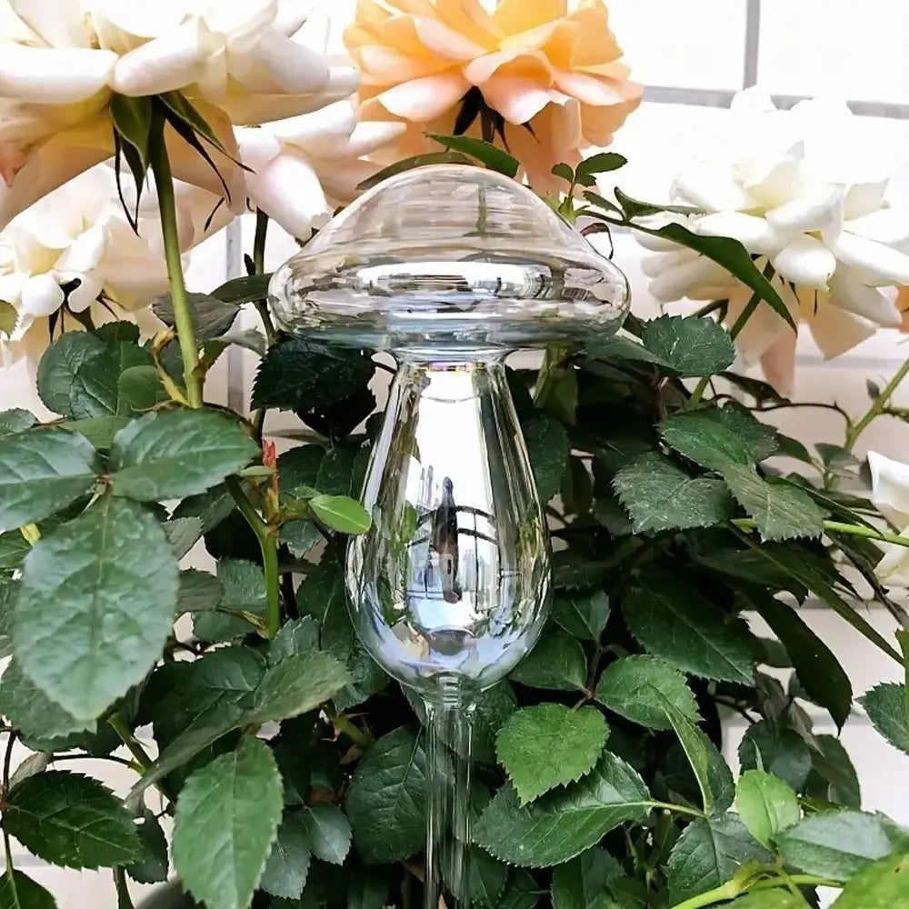 Glass Plant Watering Glass Globes Mushroom Shape Self Watering Drip Irrigation System Rainbow