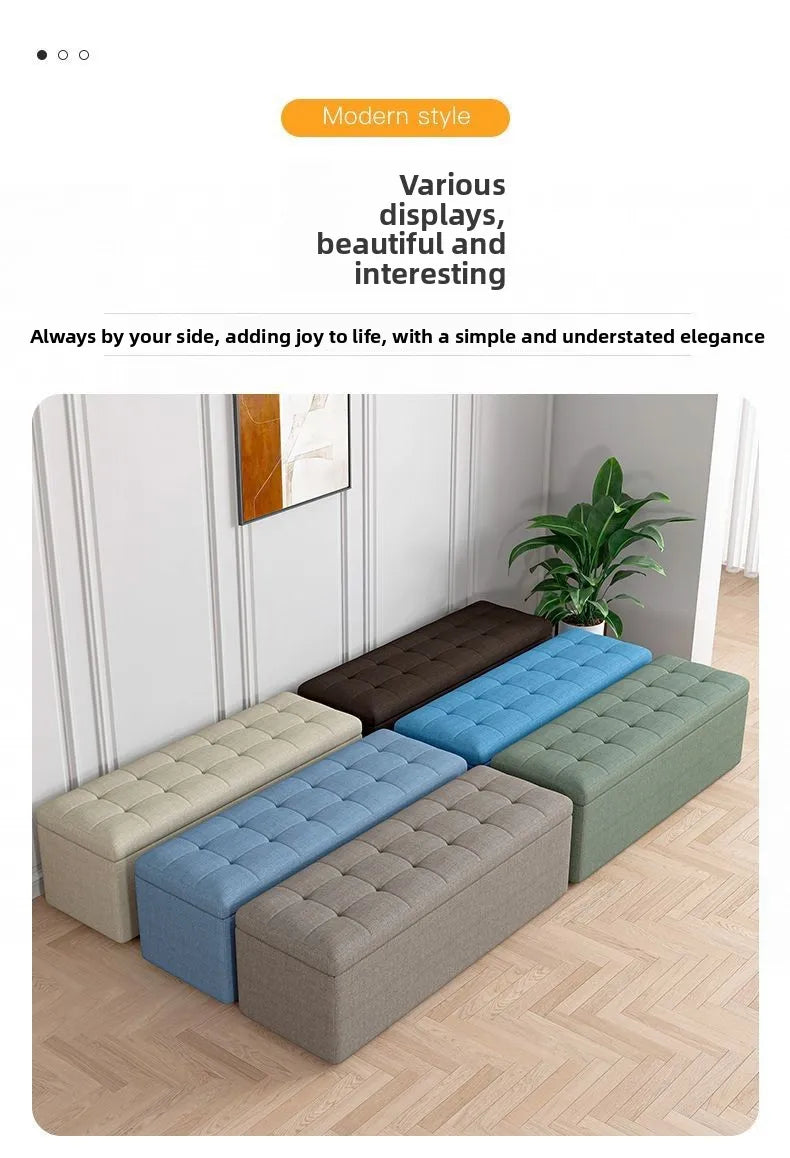 Modern Fabric Storage Ottoman Bench with Lid Upholstered Seat Footstool for Bedroom Hallway Window End of Bed Furniture