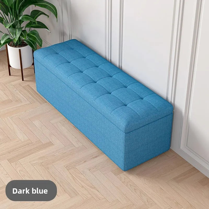 Modern Fabric Storage Ottoman Bench with Lid Upholstered Seat Footstool for Bedroom Hallway Window End of Bed Furniture