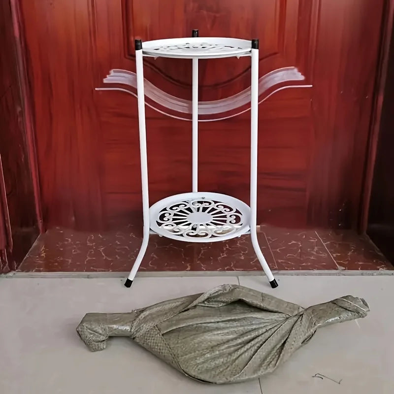 1 Pack, 2-Tiered Tall Plant Stand Metal Plant ShelfSupports Rack For Indoor Outdoor Home Decoration