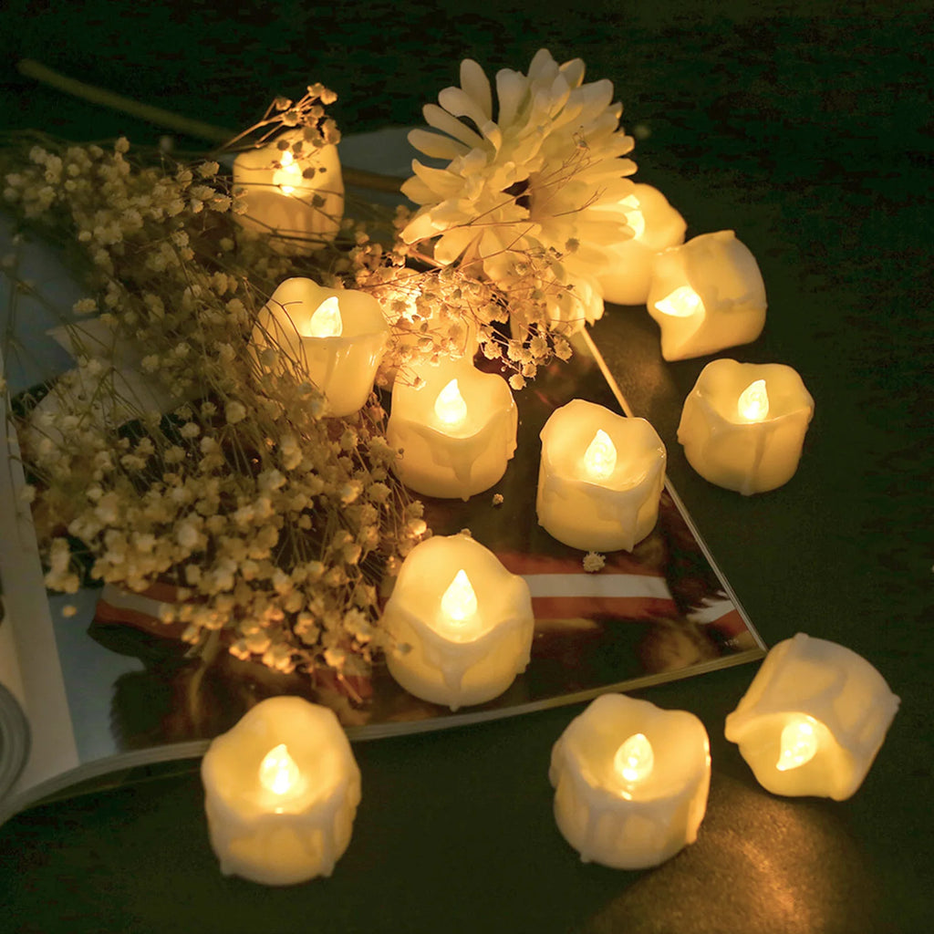 LED Tea Lights Candles Realistic Flickering Battery Operated Tealights Long Lasting Electric Candles for Christmas Wedding Decor