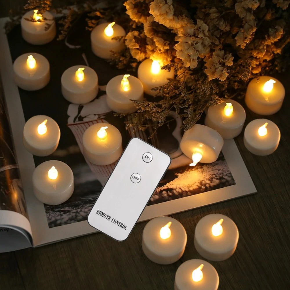LED Tea Lights Candles Realistic Flickering Battery Operated Tealights Long Lasting Electric Candles for Christmas Wedding Decor
