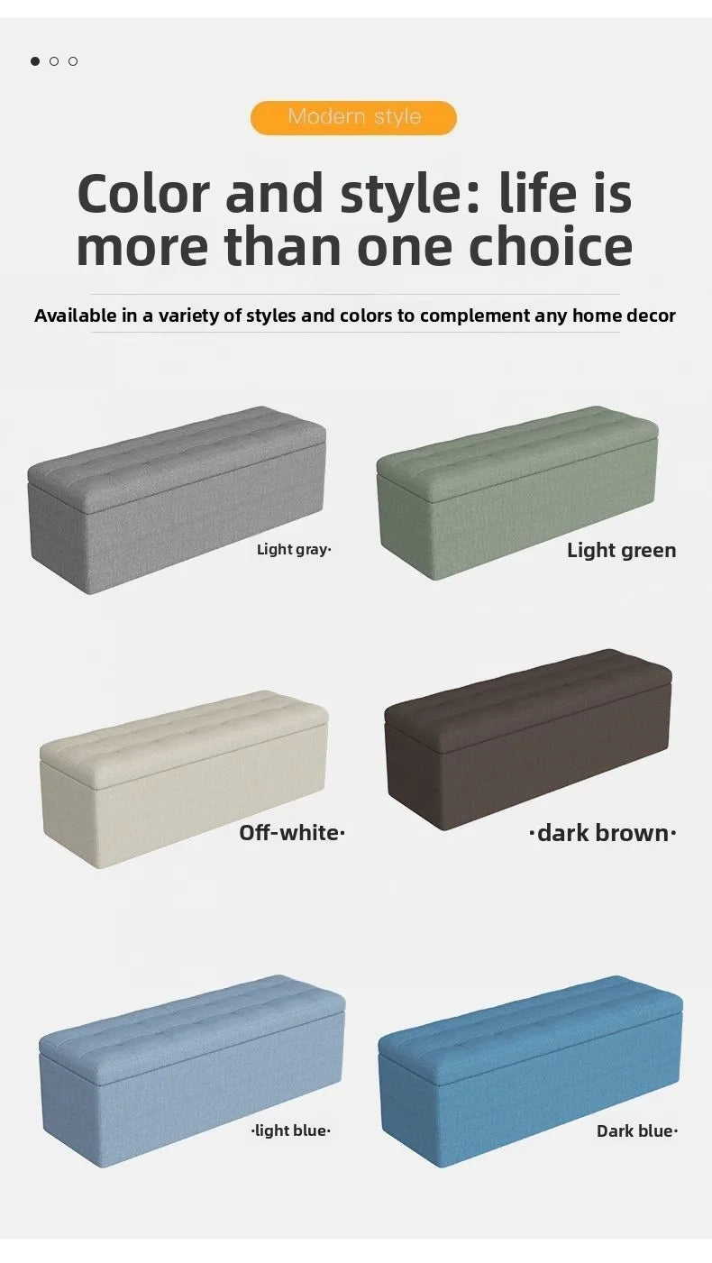 Modern Fabric Storage Ottoman Bench with Lid Upholstered Seat Footstool for Bedroom Hallway Window End of Bed Furniture